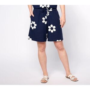 Peace Love World Women's Shorts Sz XS Boheme Pull-On Linen Blue A647742